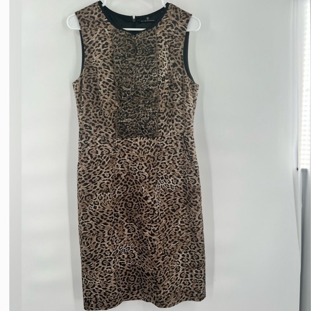 Sale ❤️New Elie Tahari Leopard Print Sleeveless Sheath Dress - Brown/Black